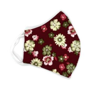 floral burgundy face covering