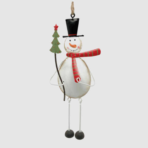 hanging metal snowman