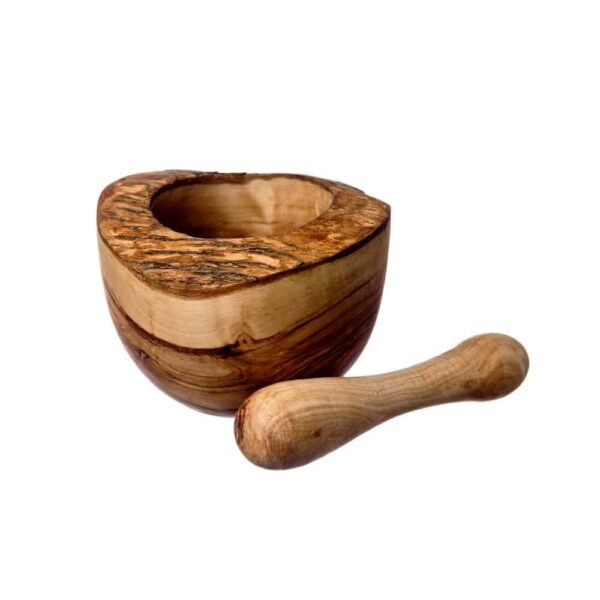 olive wood mortar and pestle