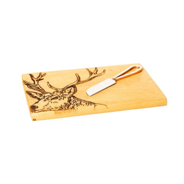 Wooden Stag Cheese Board And Knife Set