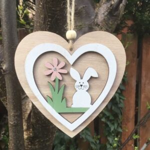wooden easter heart decoration