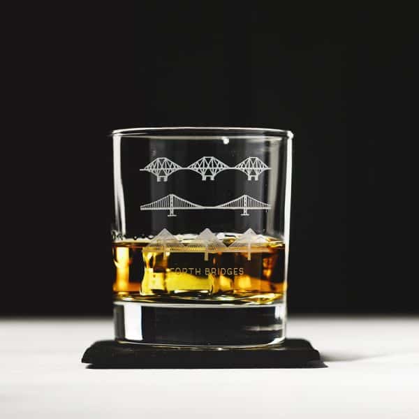 engraved glass tumbler bridges and whisky