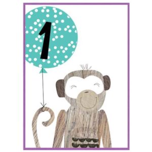 monkey 1 birthday card