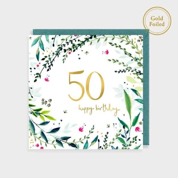 Bee And Floral 50th Birthday Card