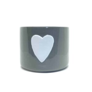 Large Grey Ceramic Pot With White Heart