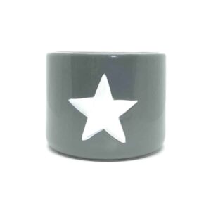 Large Grey Ceramic Pot With White Star