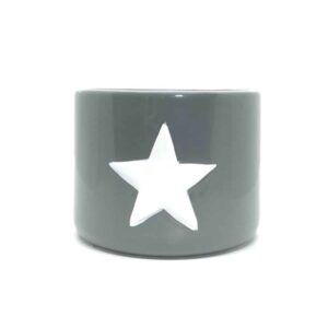 Medium Grey Ceramic Pot With White Star