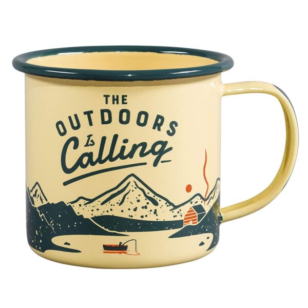 outdoors calling enamel mug