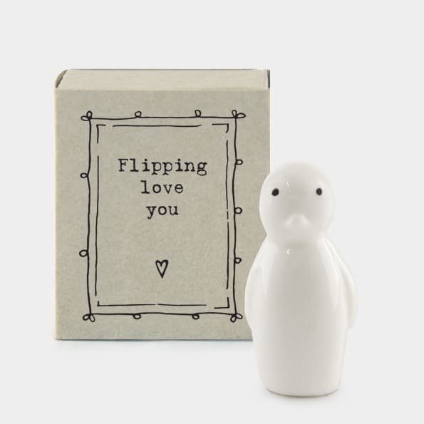 flipping love you ceramic penguin