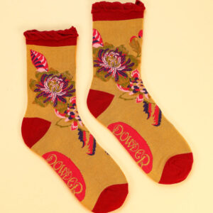Fantasy Floral Mustard Bamboo Ankle Socks