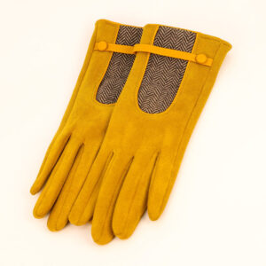 Genevieve Faux Suede Gloves in Mustard
