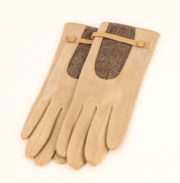 Genevieve Faux Suede Gloves in Stone