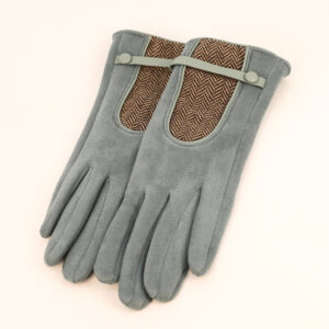 Genevieve Faux Suede Gloves in Ice