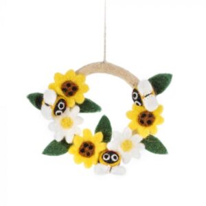 Spring Bee And Floral Felt Wreath